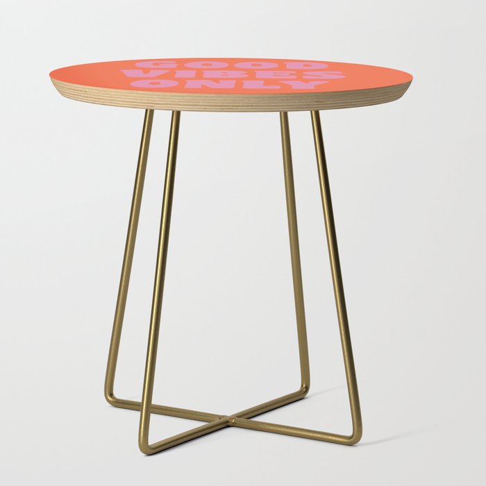 Retro Good Vibes Only Lettering in Pink and Orange Side Table Gallery Image 1
