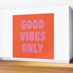Retro Good Vibes Only Lettering in Pink and Orange Wall Mural Gallery Image 2