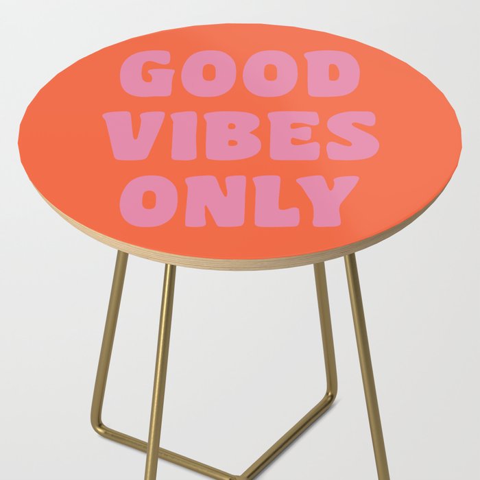 Retro Good Vibes Only Lettering in Pink and Orange Side Table Gallery Image 2