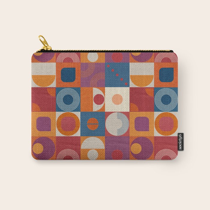 Retro Geo Textile Mid Century Pattern Carry All Pouch Gallery Image 1