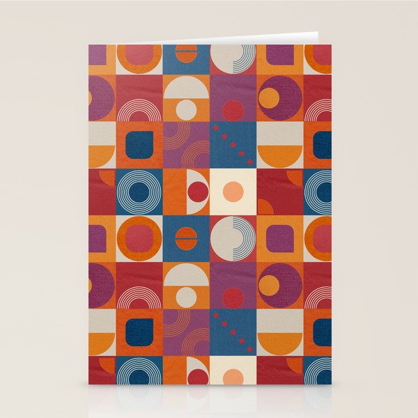 Retro Geo Textile Mid Century Pattern Stationery Card Gallery Image 2