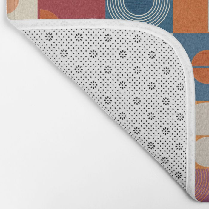 Retro Geo Textile Mid Century Pattern Bath Mat Gallery Image 2