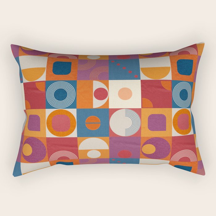 Retro Geo Textile Mid Century Pattern Rectangular Pillow Gallery Image 2