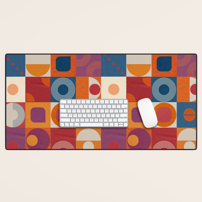 Retro Geo Textile Mid Century Pattern Desk Mat Gallery Image 1