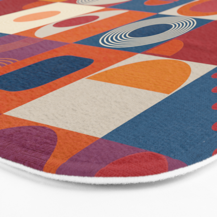 Retro Geo Textile Mid Century Pattern Bath Mat Gallery Image 3