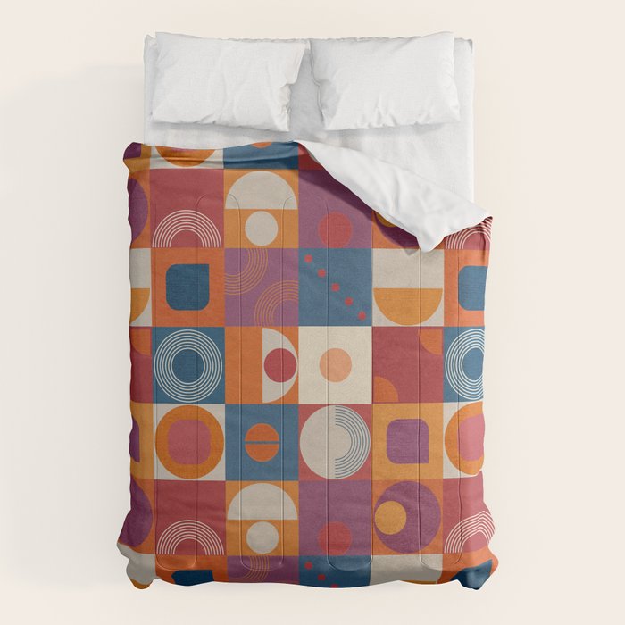Retro Geo Textile Mid Century Pattern Comforter Gallery Image 6
