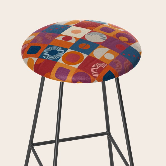 Retro Geo Textile Mid Century Pattern Stool Gallery Image 2