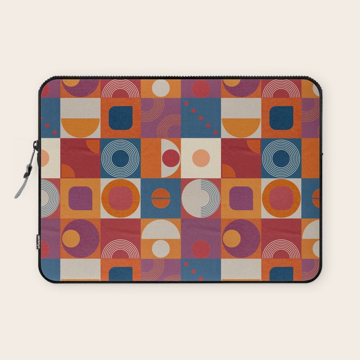 Retro Geo Textile Mid Century Pattern Laptop Sleeve Gallery Image 1
