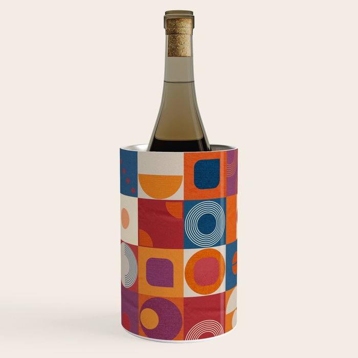 Retro Geo Textile Mid Century Pattern Wine Chiller Gallery Image 3