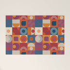 Retro Geo Textile Mid Century Pattern Welcome Mat Gallery Image 1