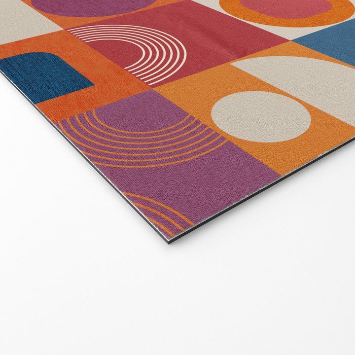 Retro Geo Textile Mid Century Pattern Welcome Mat Gallery Image 2