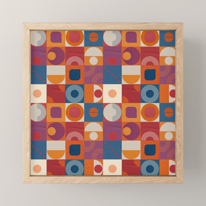 Retro Geo Textile Mid Century Pattern Mini Art Print Gallery Image 1