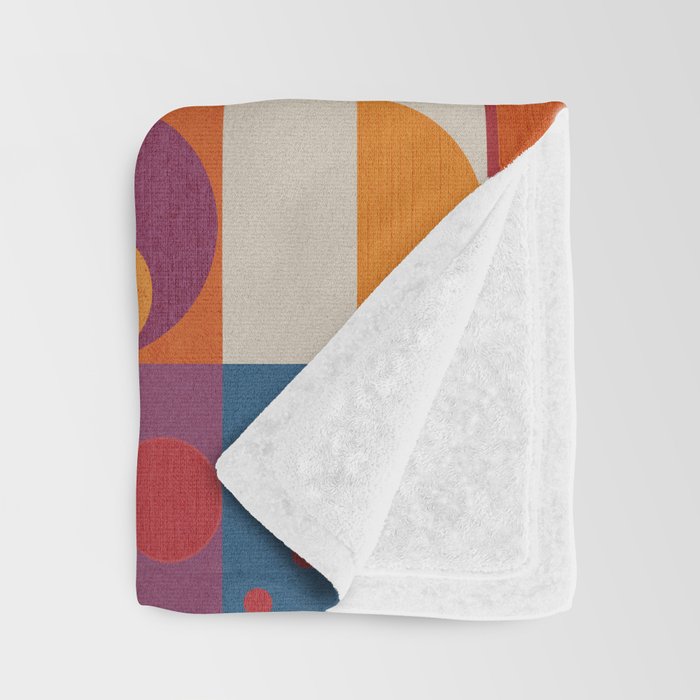 Retro Geo Textile Mid Century Pattern Throw Blanket Gallery Image 3