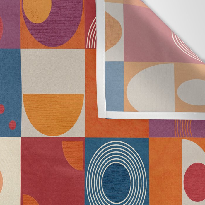 Retro Geo Textile Mid Century Pattern Wall Tapestry Gallery Image 3