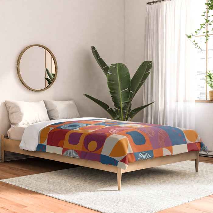 Retro Geo Textile Mid Century Pattern Comforter Gallery Image 2