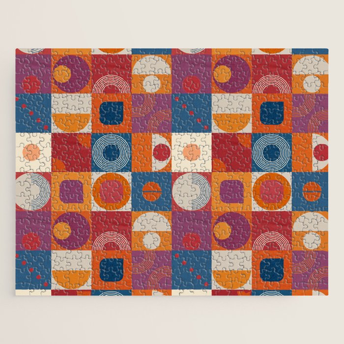 Retro Geo Textile Mid Century Pattern Jigsaw Puzzle Gallery Image 1