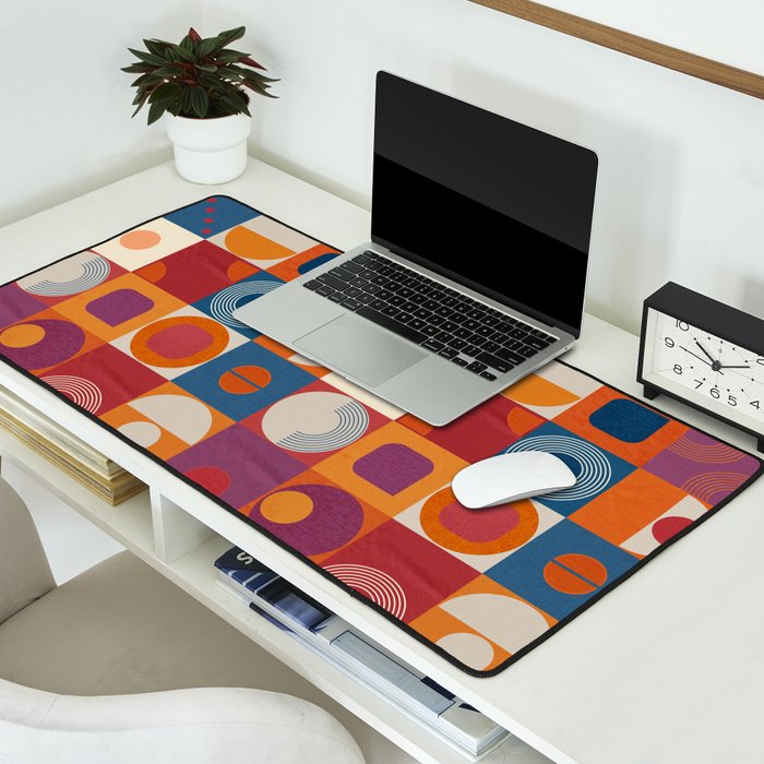 Retro Geo Textile Mid Century Pattern Desk Mat Gallery Image 2