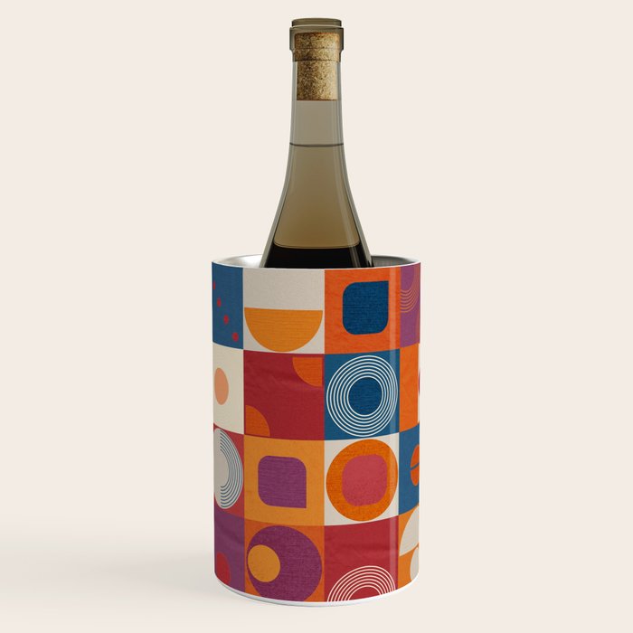 Retro Geo Textile Mid Century Pattern Wine Chiller Gallery Image 2