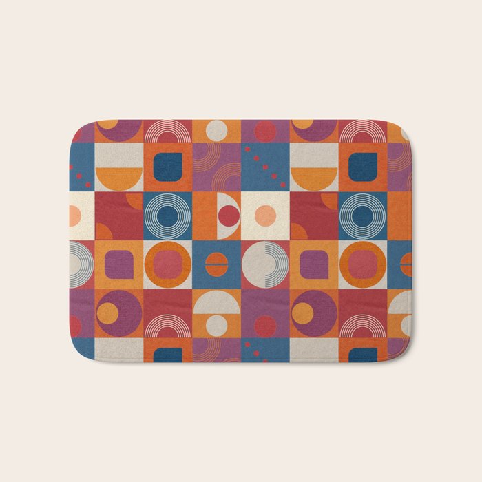 Retro Geo Textile Mid Century Pattern Bath Mat Gallery Image 1