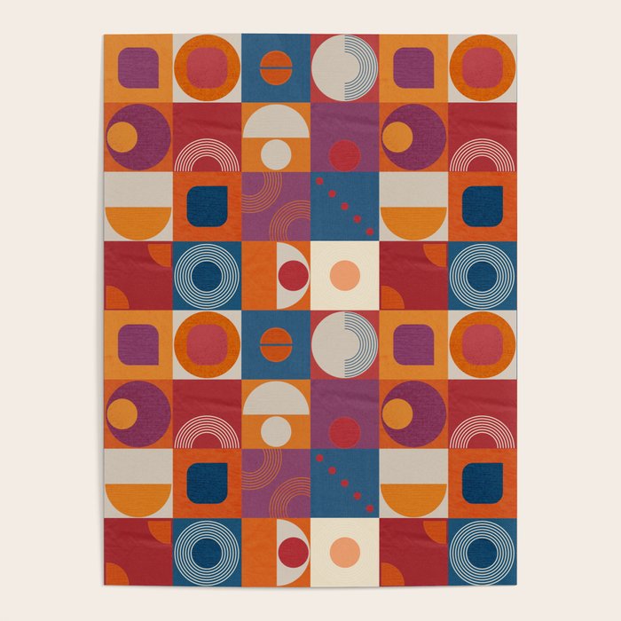 Retro Geo Textile Mid Century Pattern Poster Gallery Image 4