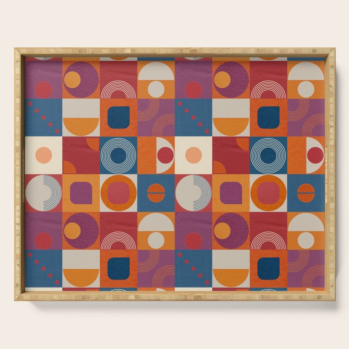 Retro Geo Textile Mid Century Pattern Serving Tray Gallery Image 1