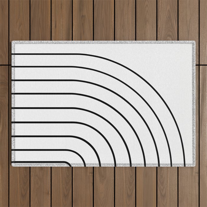 Minimal Arch IV Black and White Modern Geometric Lines Outdoor Rug Gallery Image 1