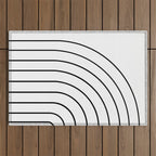 Minimal Arch IV Black and White Modern Geometric Lines Outdoor Rug Gallery Image 1