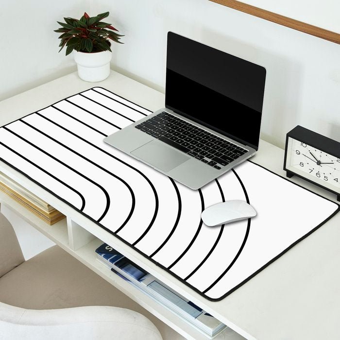 Minimal Arch IV Black and White Modern Geometric Lines Desk Mat Gallery Image 2
