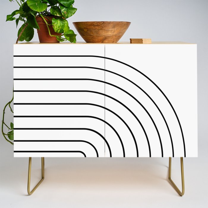Minimal Arch IV Black and White Modern Geometric Lines Credenza Gallery Image 1