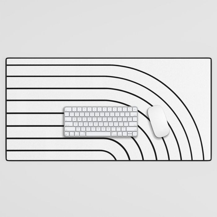Minimal Arch IV Black and White Modern Geometric Lines Desk Mat Gallery Image 1