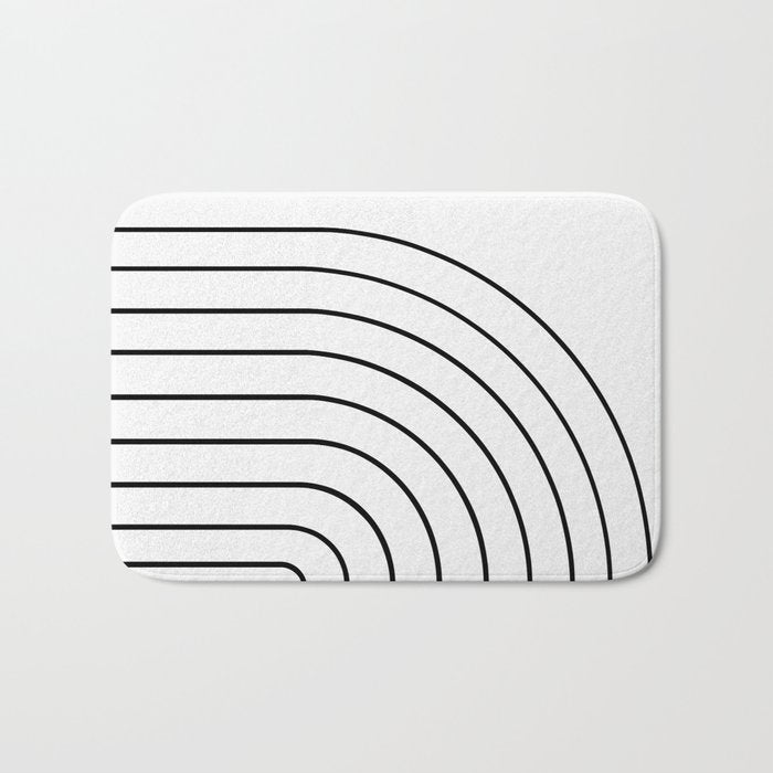 Minimal Arch IV Black and White Modern Geometric Lines Bath Mat Gallery Image 1