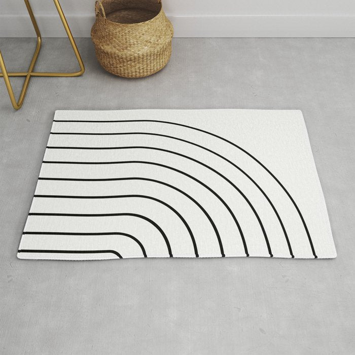 Minimal Arch IV Black and White Modern Geometric Lines Rug Gallery Image 1