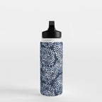 Abstract Navy Watercolor Line Flowers Water Bottle Gallery Image 3