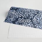 Abstract Navy Watercolor Line Flowers Wrapping Paper Gallery Image 2