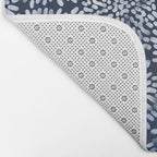 Abstract Navy Watercolor Line Flowers Bath Mat Gallery Image 2
