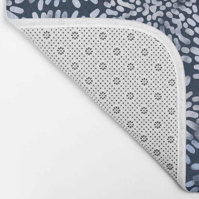 Abstract Navy Watercolor Line Flowers Bath Mat Gallery Image 2