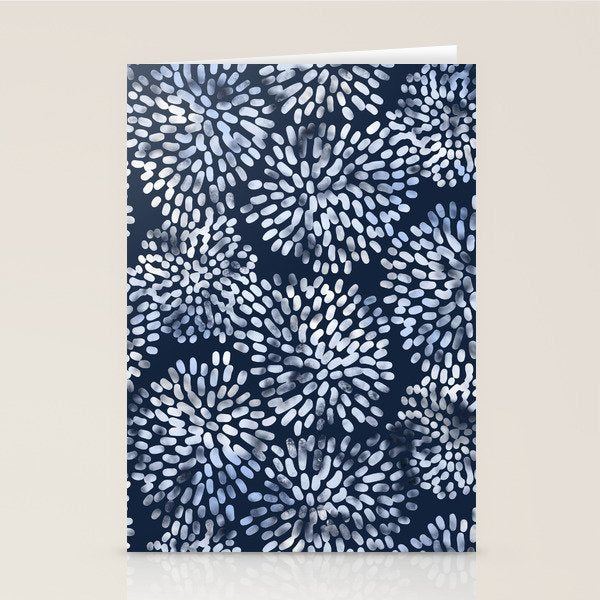 Abstract Navy Watercolor Line Flowers Stationery Card Gallery Image 2