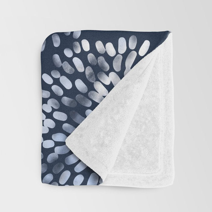 Abstract Navy Watercolor Line Flowers Throw Blanket Gallery Image 3