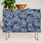 Abstract Navy Watercolor Line Flowers Credenza Gallery Image 1