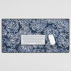 Abstract Navy Watercolor Line Flowers Desk Mat Gallery Image 1