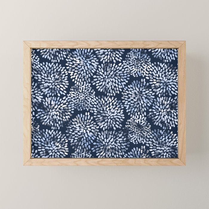 Abstract Navy Watercolor Line Flowers Mini Art Print Gallery Image 1