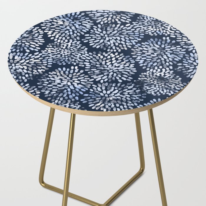 Abstract Navy Watercolor Line Flowers Side Table Gallery Image 2