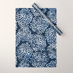 Abstract Navy Watercolor Line Flowers Wrapping Paper Gallery Image 1