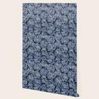 Abstract Navy Watercolor Line Flowers Wallpaper Gallery Image 2