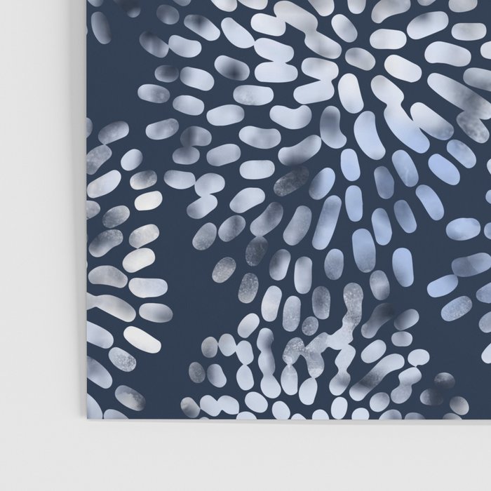 Abstract Navy Watercolor Line Flowers Poster Gallery Image 3