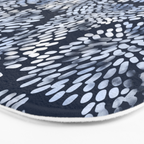 Abstract Navy Watercolor Line Flowers Bath Mat Gallery Image 3
