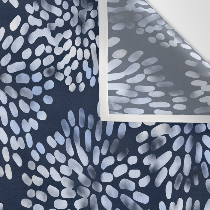 Abstract Navy Watercolor Line Flowers Wall Tapestry Gallery Image 3
