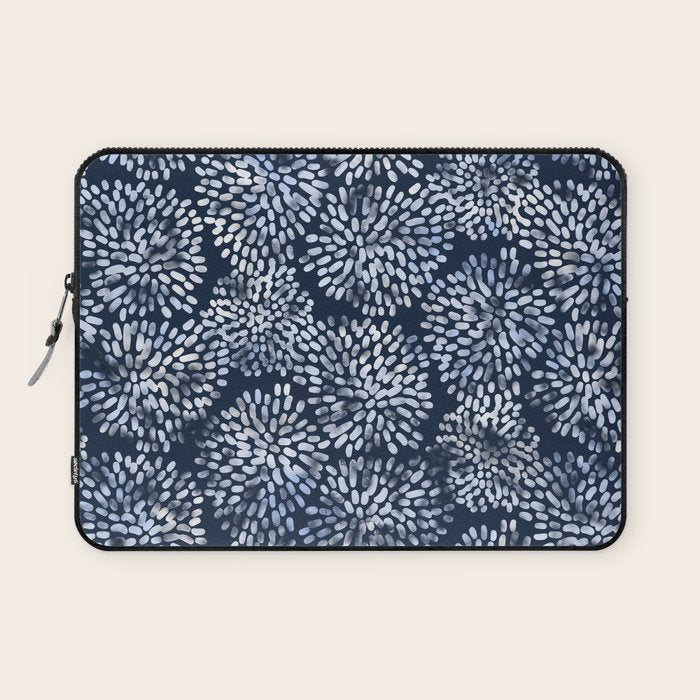 Abstract Navy Watercolor Line Flowers Laptop Sleeve Gallery Image 1