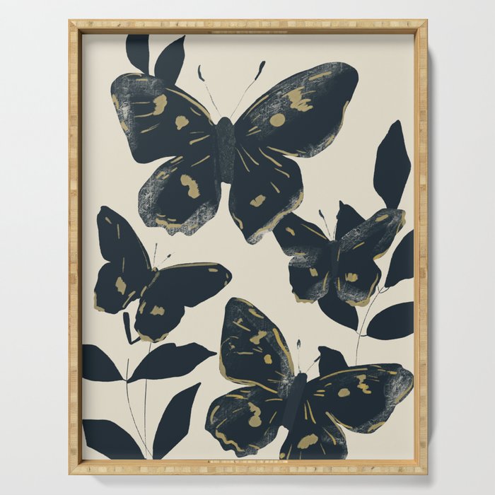Black Butterflies Serving Tray Gallery Image 1