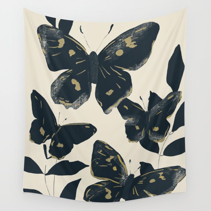 Black Butterflies Wall Tapestry Gallery Image 1